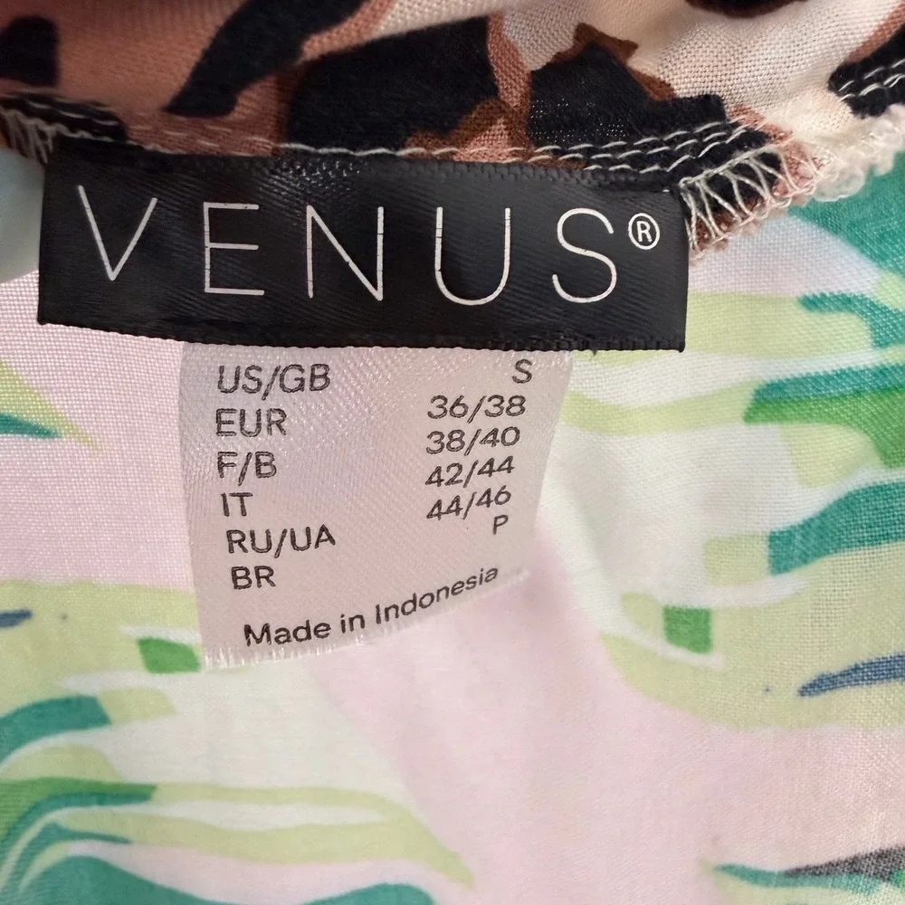 Venus Tropical Palm & Leopard Print Longline Kimono Duster Pink‎ Green Small